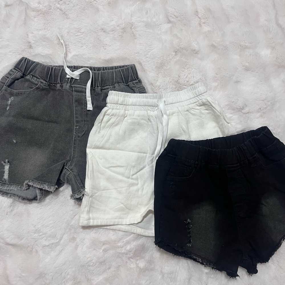 Little Bipsy Black, White and Gray Casual Shorts Set